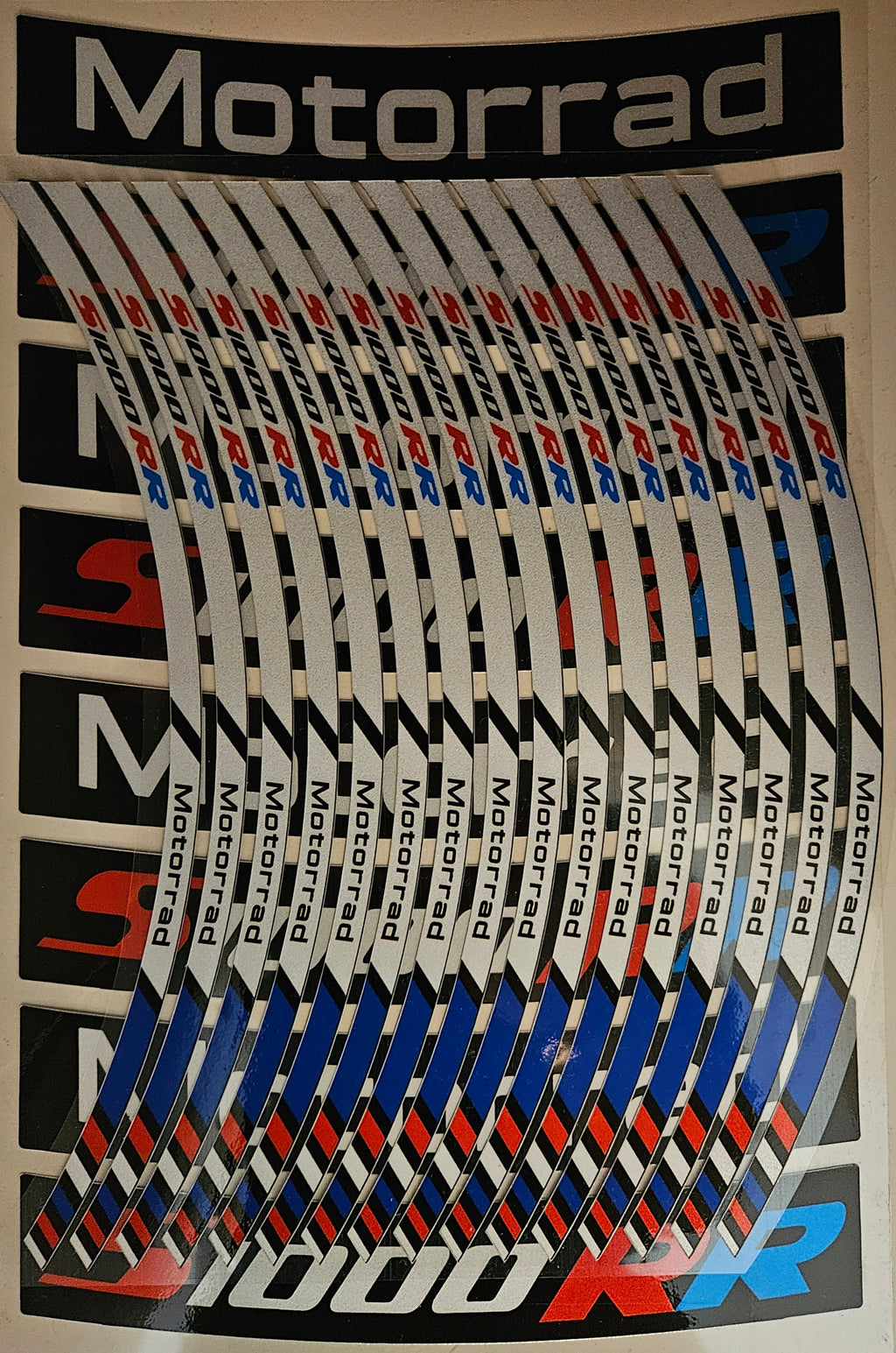 Reflective Blue-white-red-black Wheel Rim Stickers 2 colors for S1000RR Motorcycle | Waterproof & Heat Resistant | Elastic & Durable