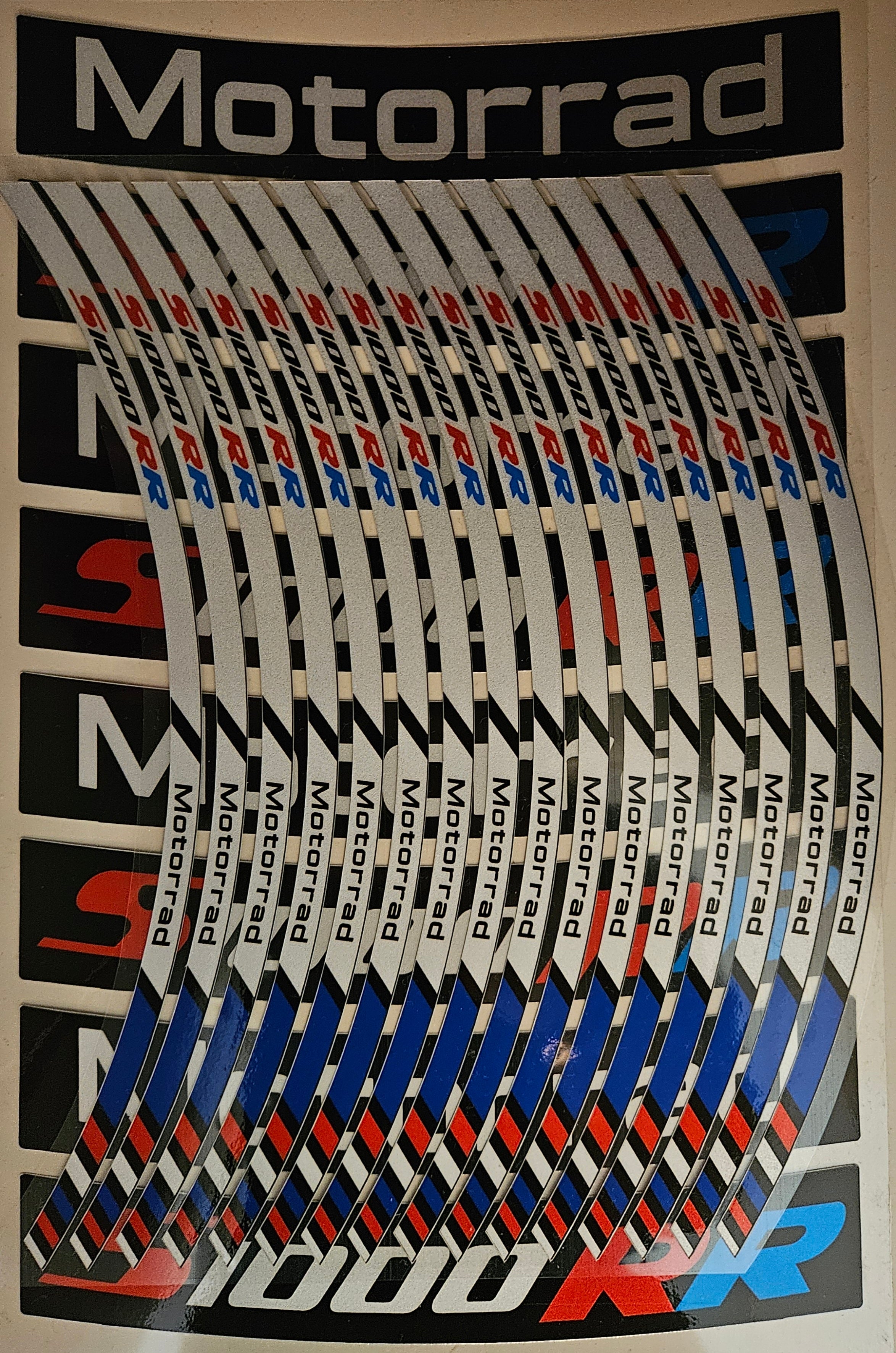 Reflective Blue-white-red-black Wheel Rim Stickers 2 colors for S1000RR Motorcycle | Waterproof & Heat Resistant | Elastic & Durable