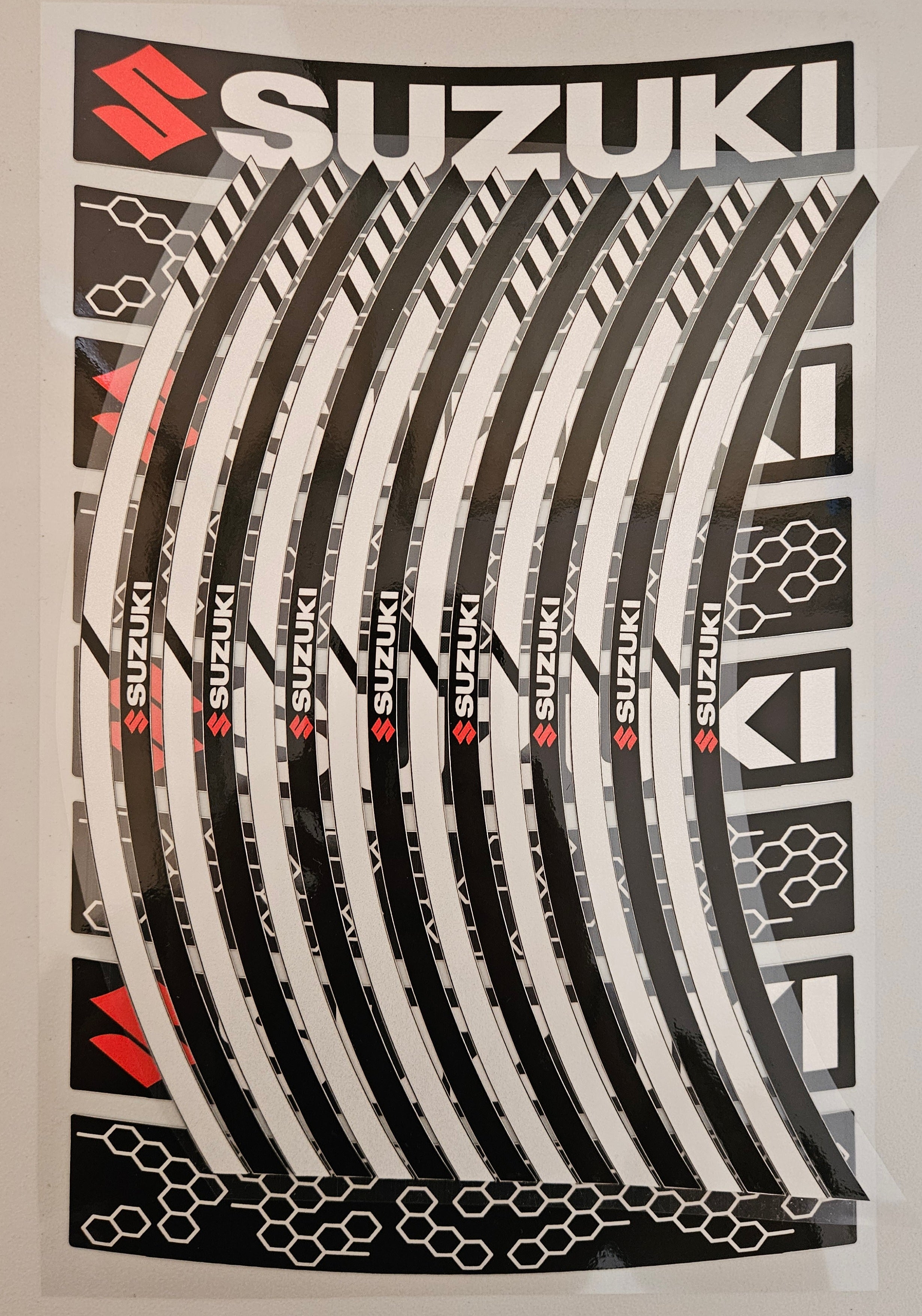 Reflective Black Wheel Rim Stickers for suzuki GSXR Motorcycle | Waterproof & Heat Resistant | Elastic & Durable