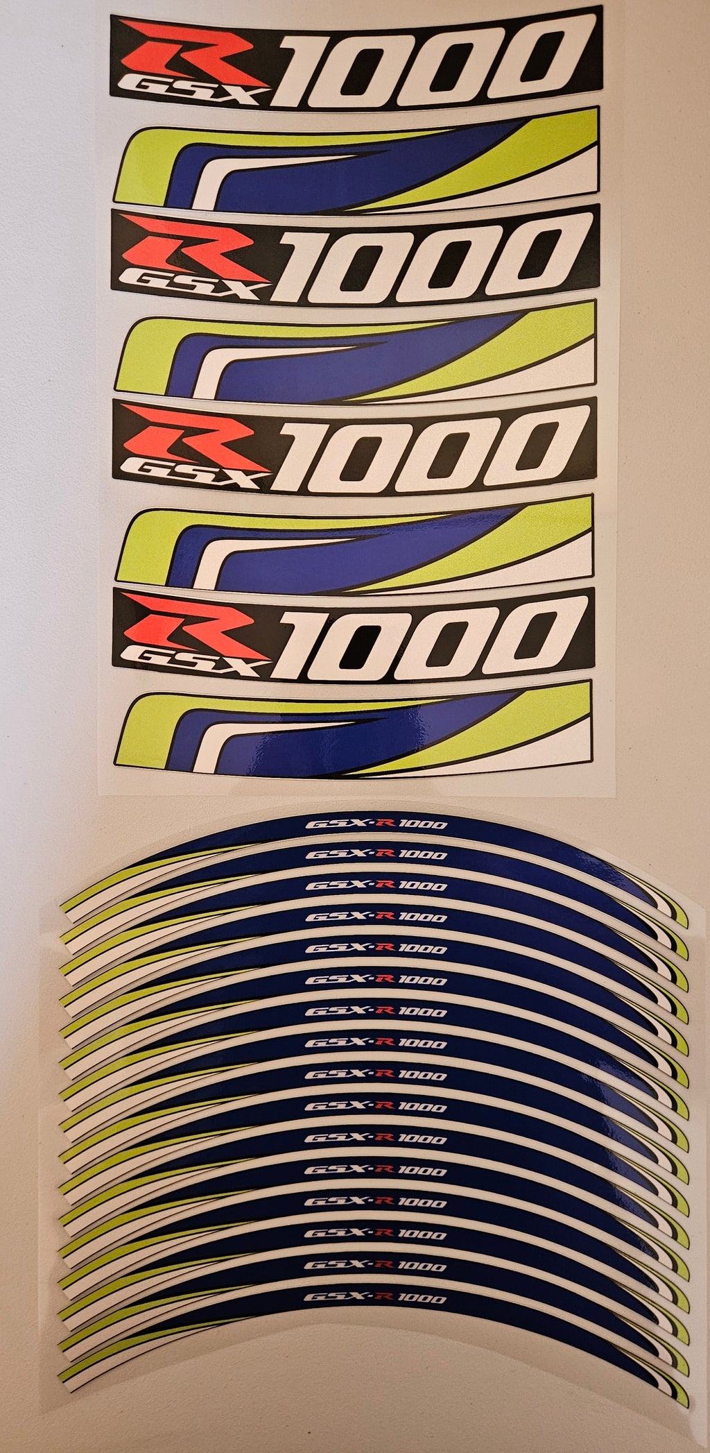 Reflective Blue Wave Wheel Rim Stickers for suzuki GSXR1000 Motorcycle | Waterproof & Heat Resistant | Elastic & Durable