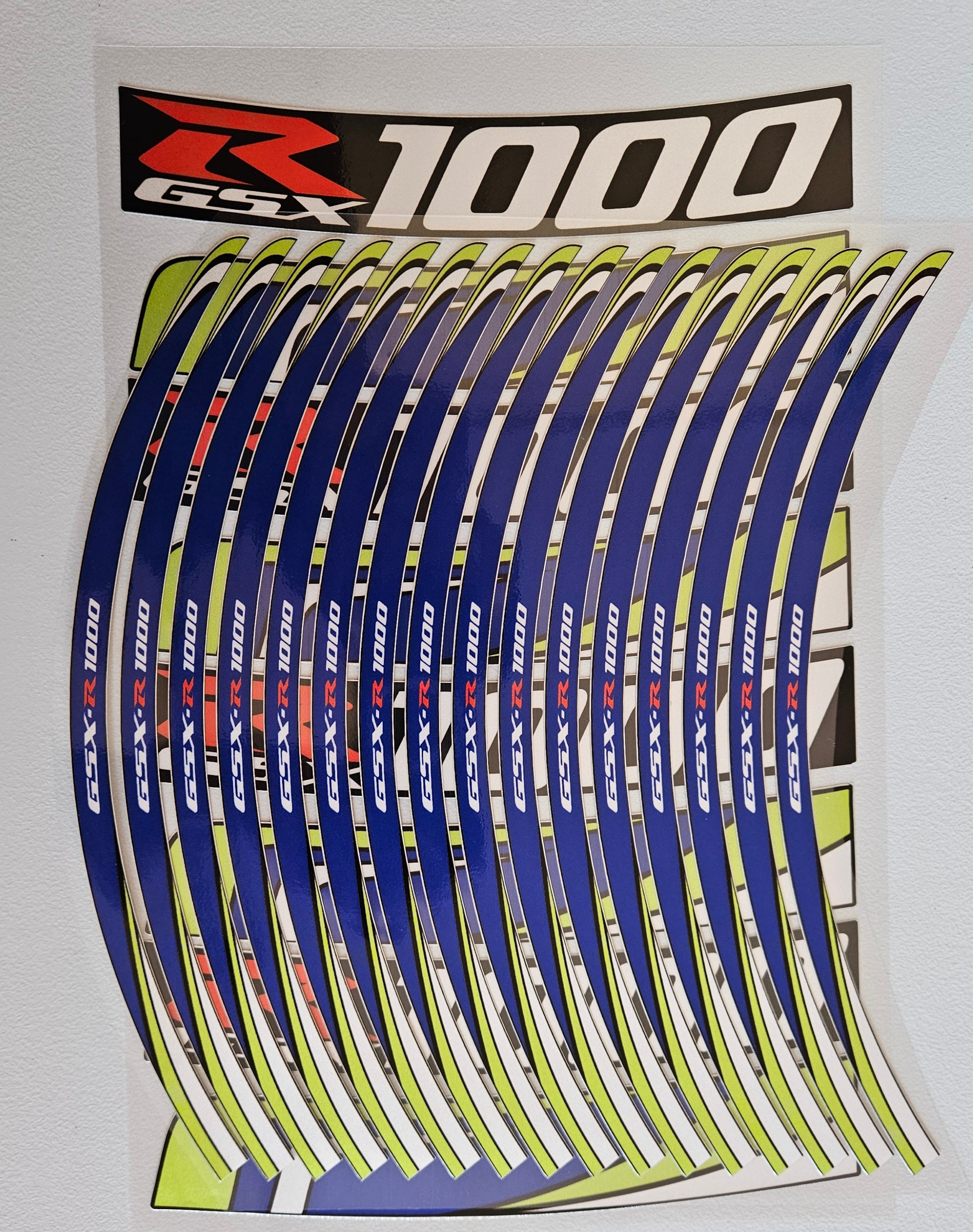 Reflective Blue Wave Wheel Rim Stickers for suzuki GSXR1000 Motorcycle | Waterproof & Heat Resistant | Elastic & Durable