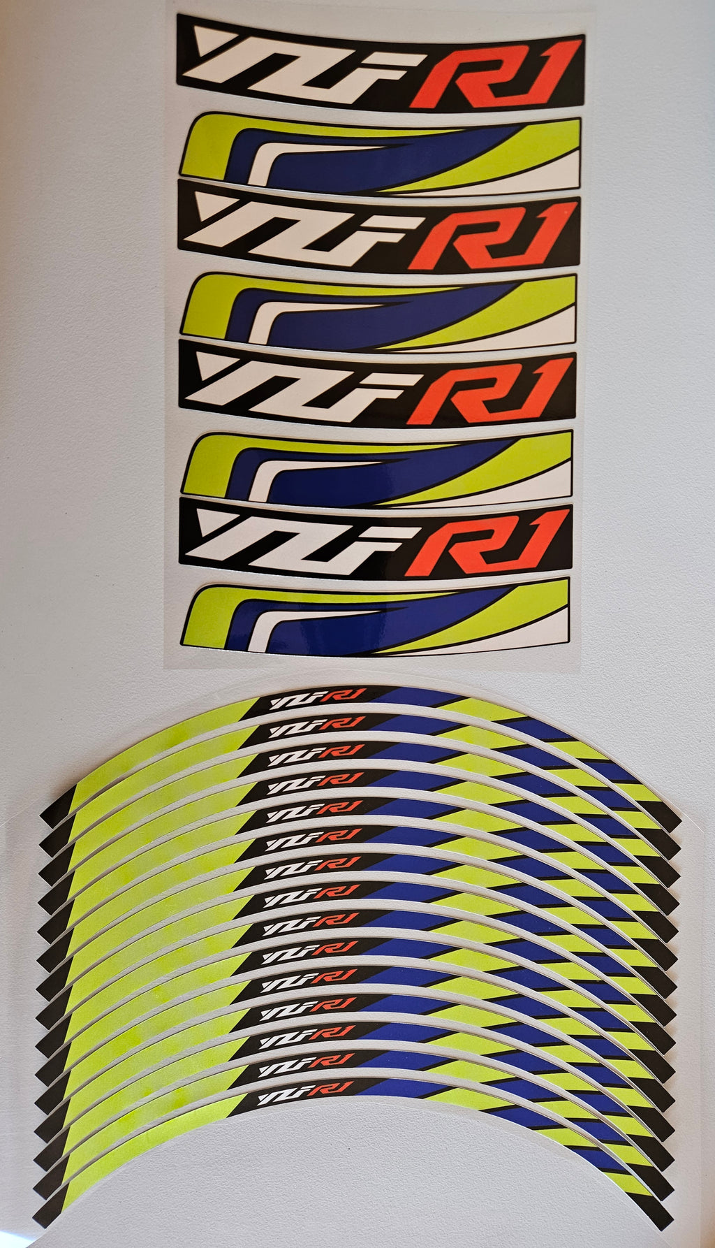 Reflective Blue Wave Wheel Rim Stickers for Yamaha R1 Motorcycle | Waterproof & Heat Resistant | Elastic & Durable