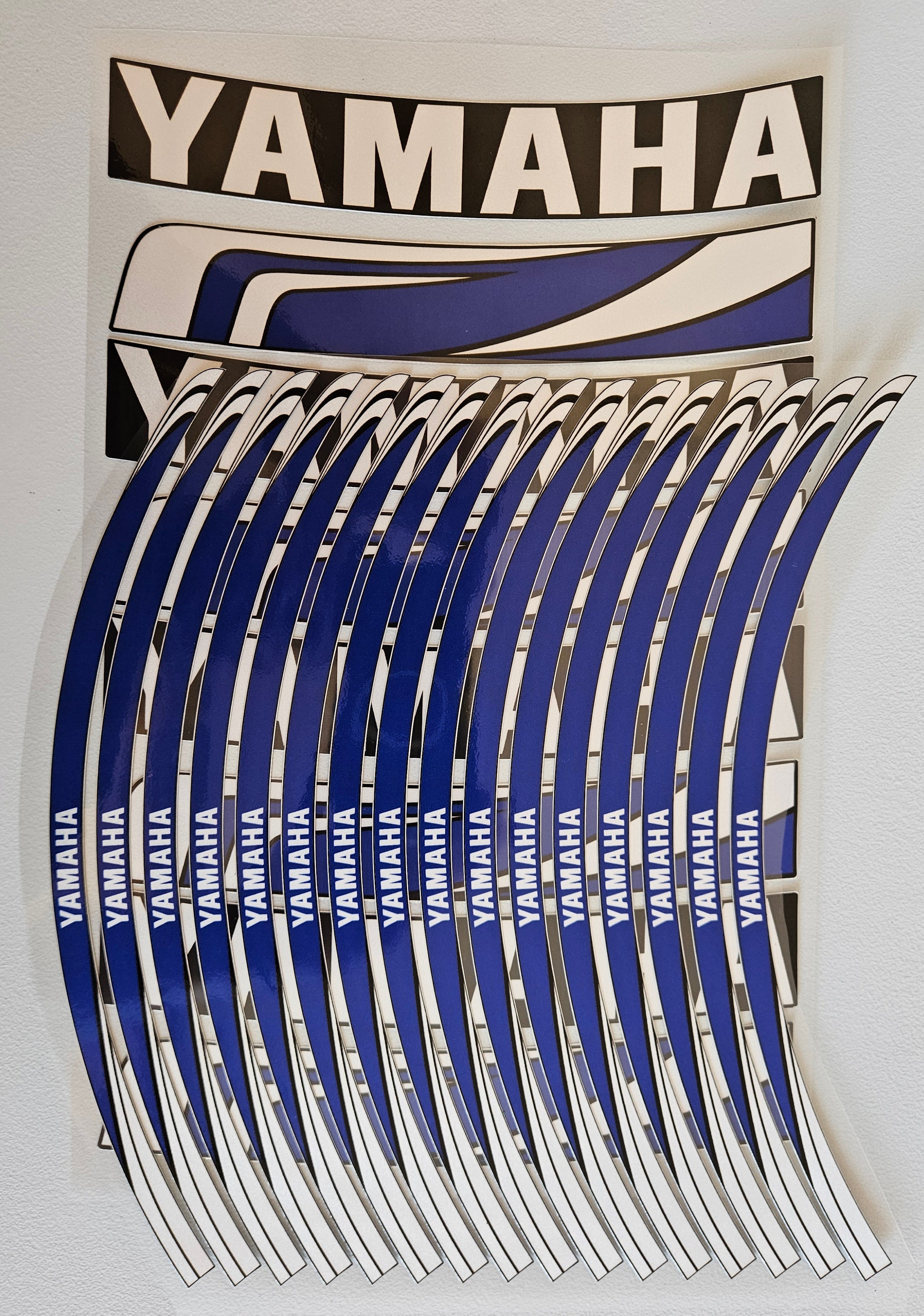 Reflective Blue Wave Wheel Rim Stickers for Yamaha Motorcycles | Waterproof & Heat Resistant | Elastic & Durable