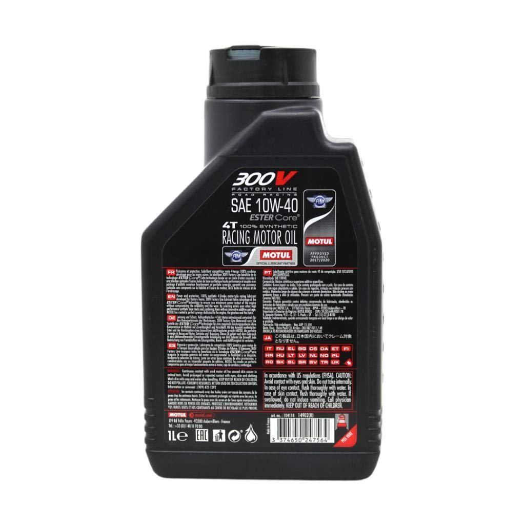 Motul 300V 4T Engine Oil SAE 10W-40, 1 Liter ROAD RACING Fully Synthetic