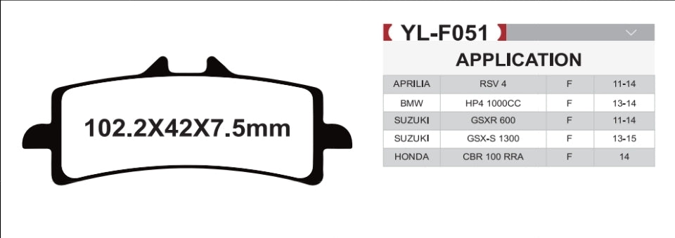 Brakar Front Brake pads for Suzuki Gsxr 1000 2012-2025 fits Brembo calipers