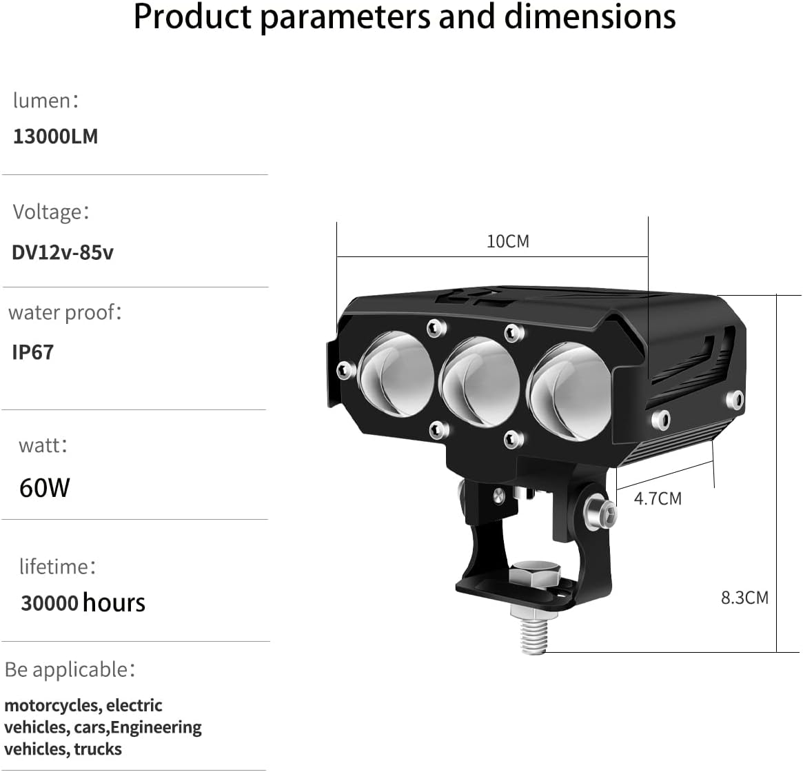 أضواء مساعدة LED للدراجات النارية، أضواء ثلاثية العدسات لقيادة الدراجات النارية، مصابيح ضباب للدراجة النارية، مصابيح ضباب للدراجات النارية