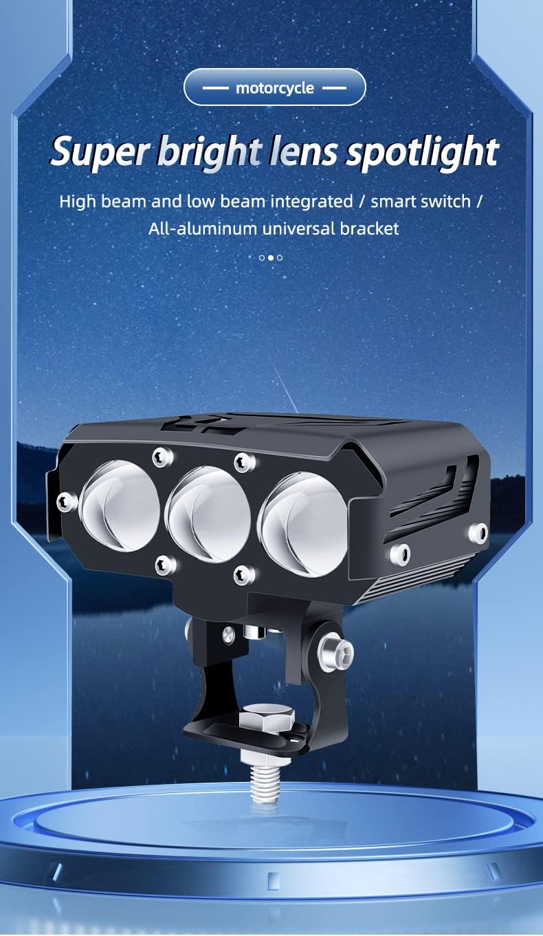 أضواء مساعدة LED للدراجات النارية، أضواء ثلاثية العدسات لقيادة الدراجات النارية، مصابيح ضباب للدراجة النارية، مصابيح ضباب للدراجات النارية