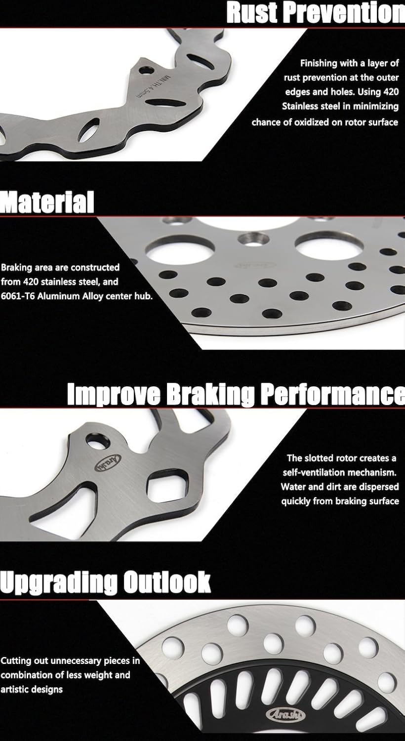 Arashi Black Brake Disc Rotors Front for Suzuki GSXR 600 750 2004-2005 GSXR 1000 2003-2004 Motorcycle Replacement Accessories Black