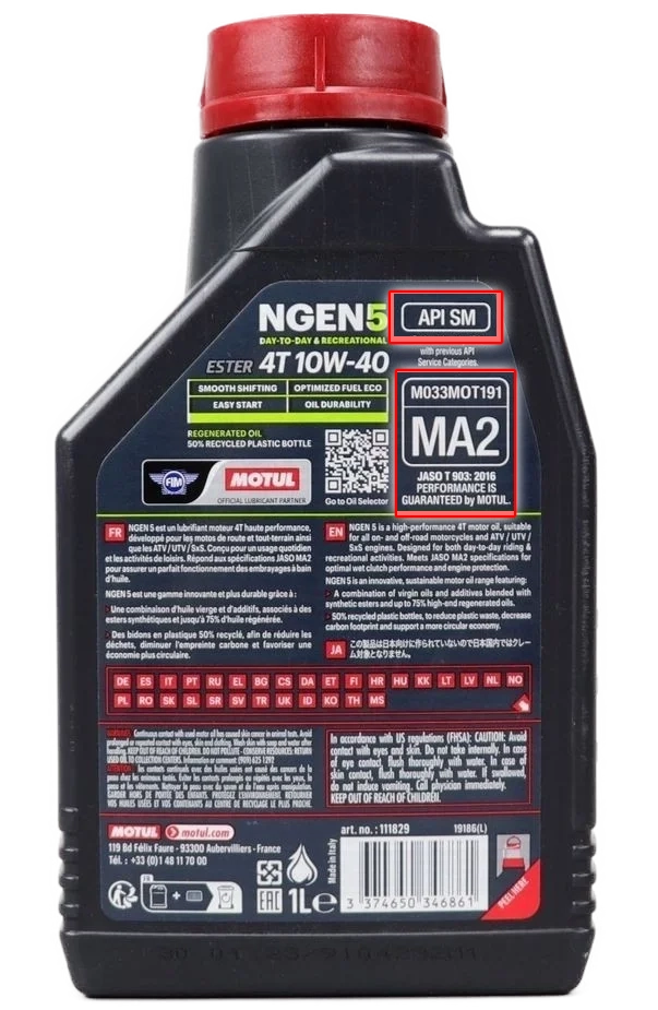 MOTUL Oil NGEN5 10W-40 4T / 1L Synthetic