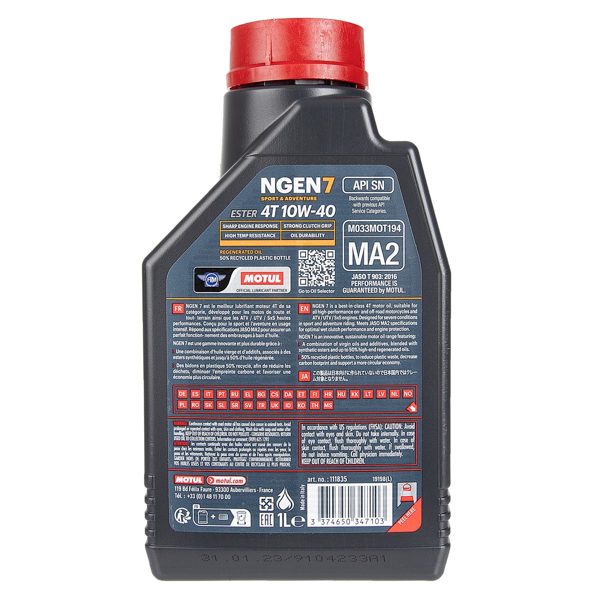 MOTUL Oil NGEN7 10W-40 4T / 1L Synthetic