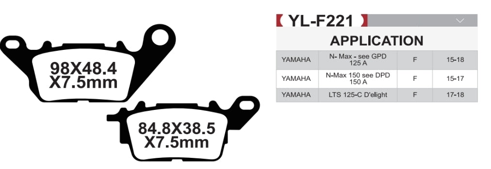 Brakar Front Brake pads for Yamaha N-Max 125/150 (2015-2018)