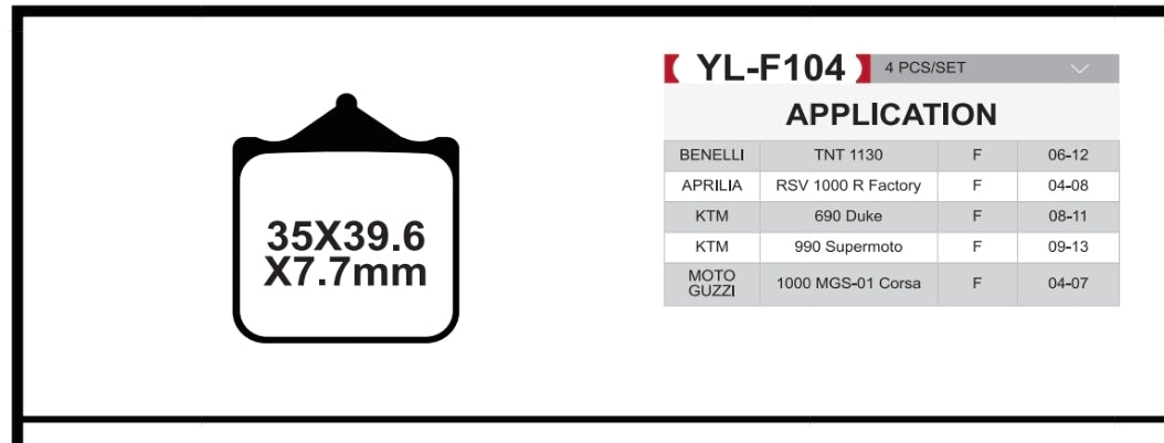 Brakar Front Brake pads for BMW S1000RR 2009-2018 (1 set=4pcs)