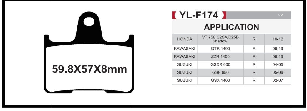 Brakar  Rear Brake Pads for Suzuki GSXR 600 & GSXR 750 (2004-2005) GSXR 1000 (2001-2006) (1 set=2pcs)