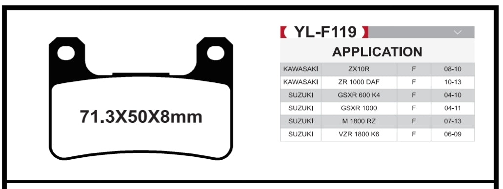 Brakar Front Brake pads for Suzuki GSXR 1000-GSXR 600-2004-2011 / Kawasaki ZX10R 2008-2010 (1 set=2pcs)