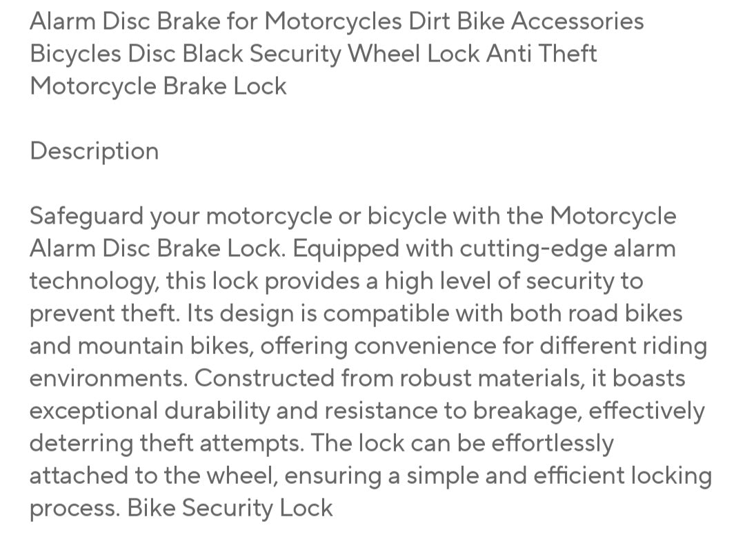 Alarm Disk Lock