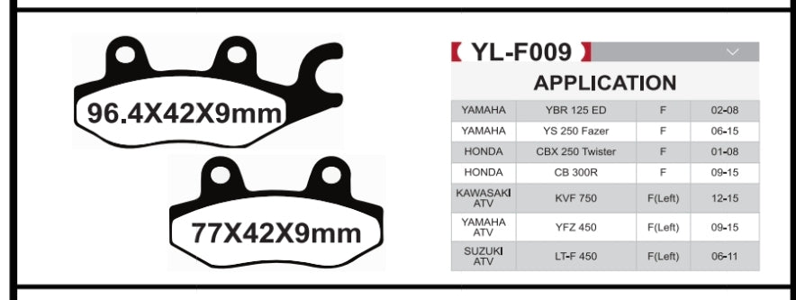 Brakar Front Brake pads for Kawasaki Ninja 250-300-400 2008-2024 (1 set=2pcs)