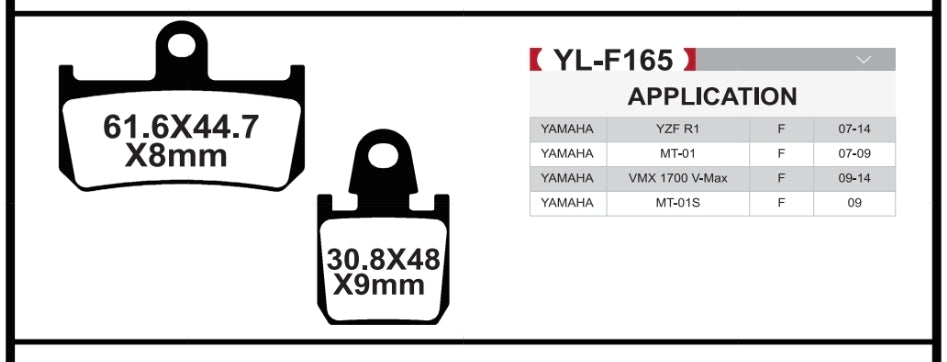 Brakar Front Brake pads for Yamaha R1 2007-2014 (1 set=2pcs)