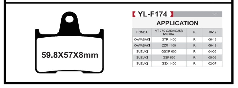 Brakar Rear Brake pads for Suzuki GSXR 600 750 1000 2004 - 2006 (1 set=2pcs)