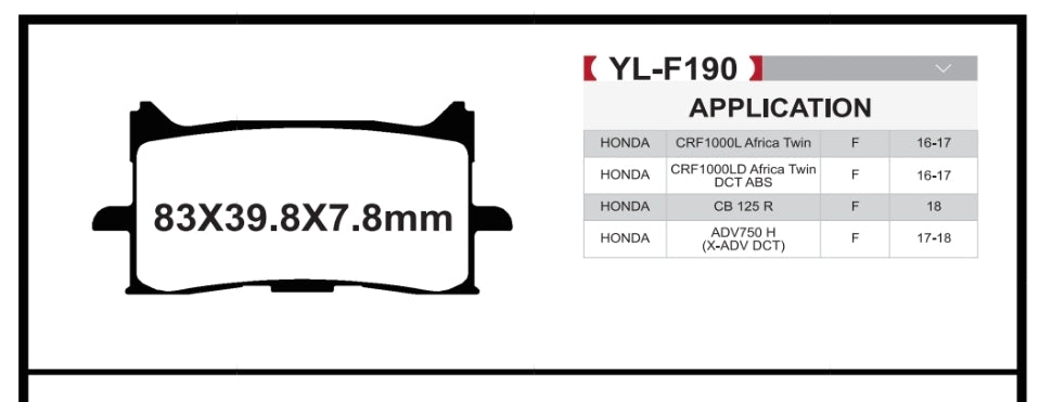 Brakar Front Brake pads for honda CBR 650R 2019 - 2021 Africa twin and XADV 2016 - 2024 (1 set=2pcs)