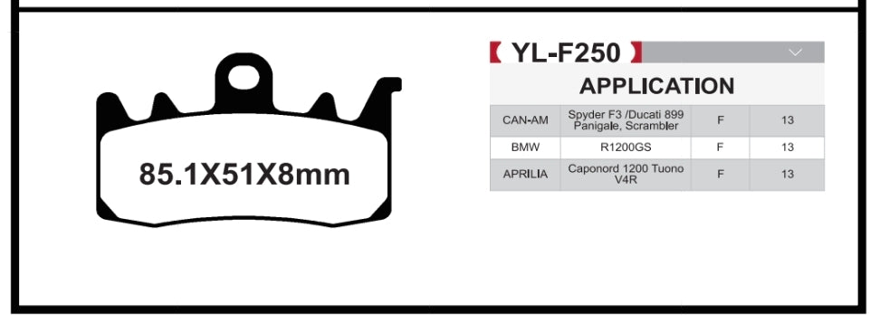 Brakar Front Brake pads for BMW R1200GS 2013-2025 (1 set=2pcs)