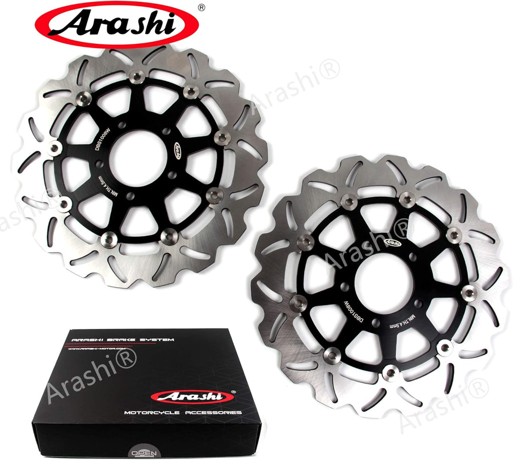 Arashi Black Brake Disc Rotors Front for Suzuki GSXR 600 750 2004-2005 GSXR 1000 2003-2004 Motorcycle Replacement Accessories Black