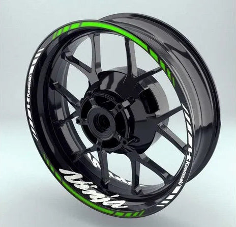 Reflective Green Wheel Rim Stickers for Kawasaki Ninja Motorcycles | Waterproof & Heat Resistant | Elastic & Durable