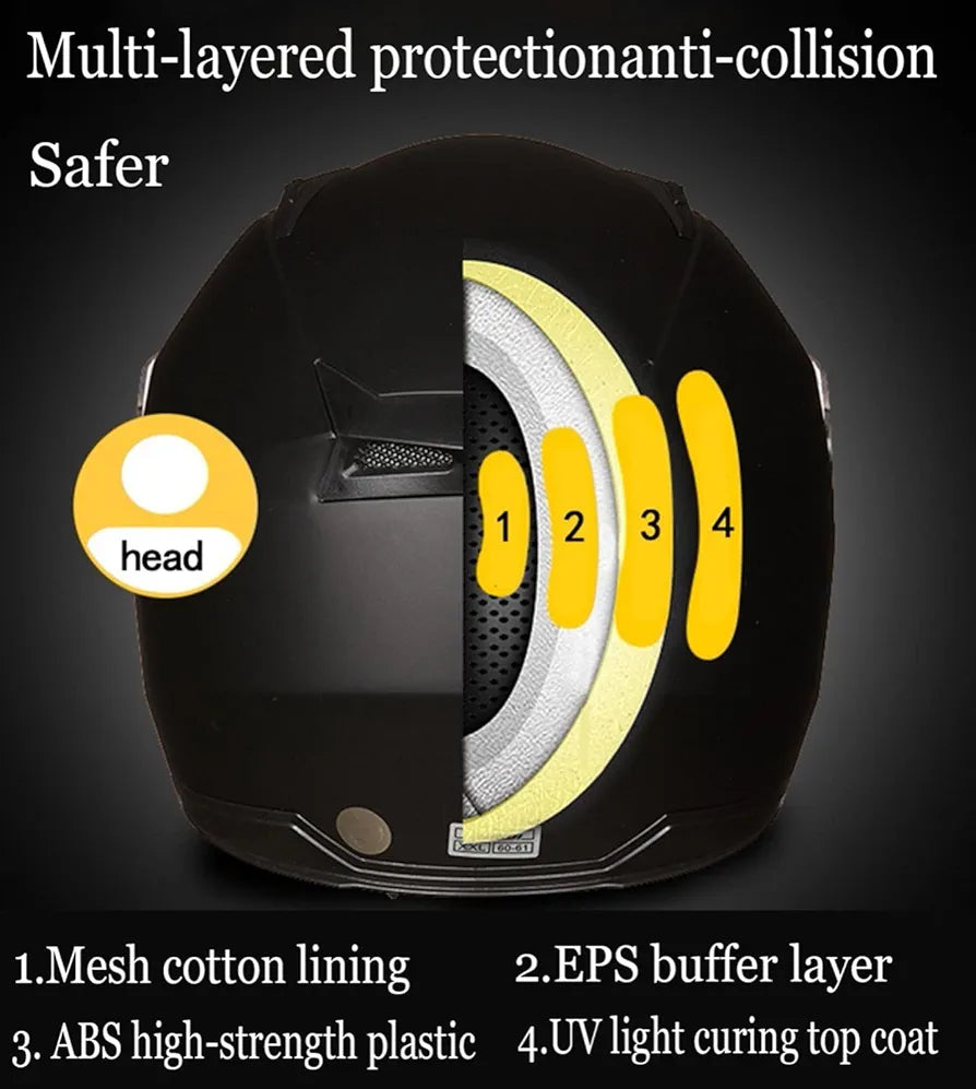 Motorcycle helmet half face with retractable sun visor