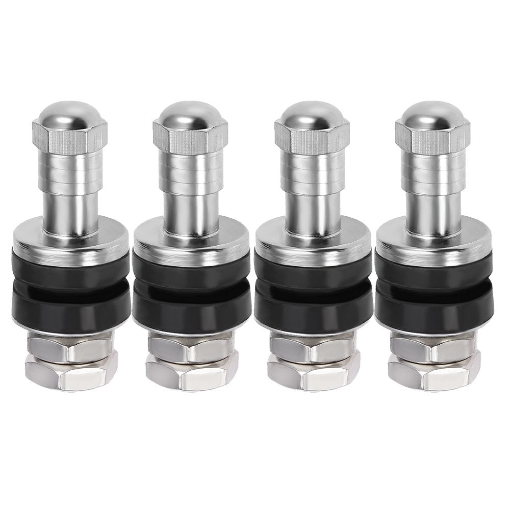 Chrome Tire Valve Stems High Pressure - short/Flush Mount 2 pcs kit .