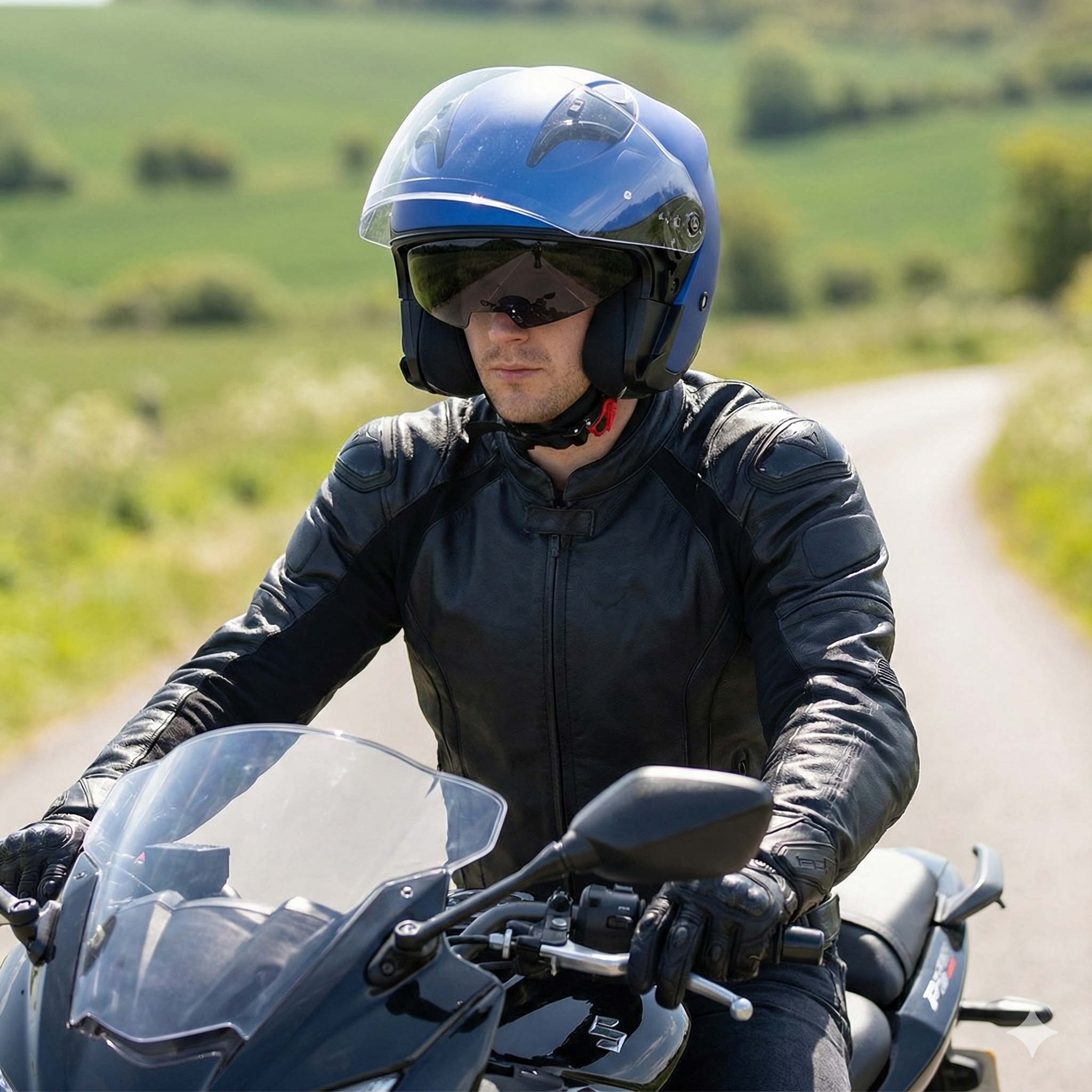 Motorcycle helmet half face with retractable sun visor