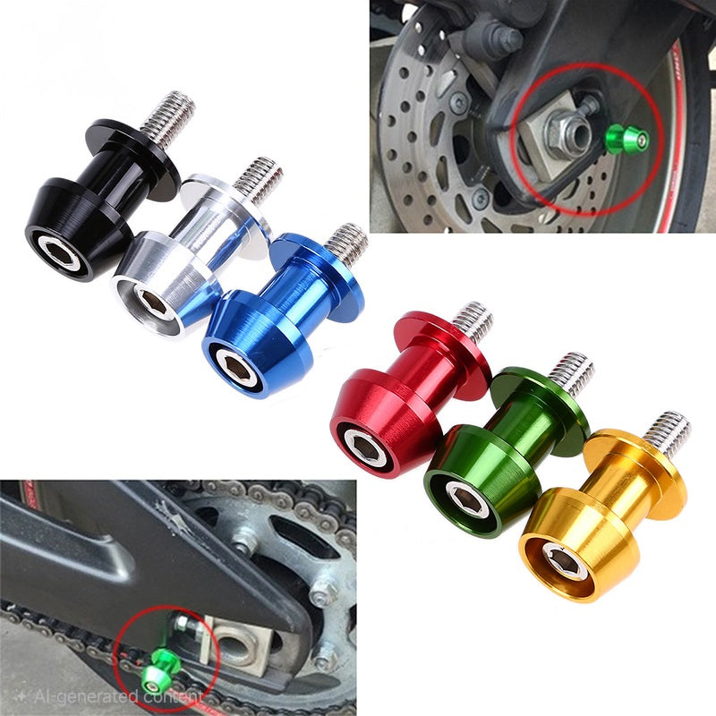 Swing Arm Spool, 6, 8 &10 mm universal Motorcycle Aluminium Alloy Swing Arm Spool Sliders Stand Swingarm Bobbins ( bolts included 6, 8 & 10mm).