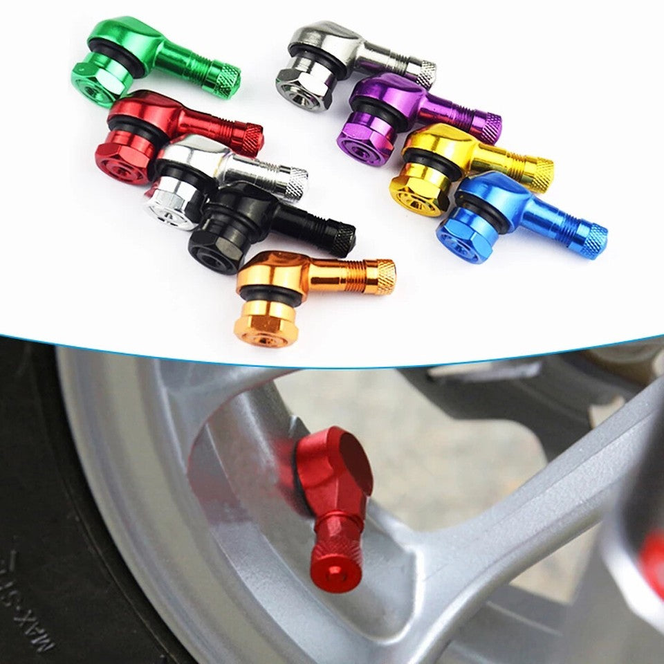 Universal 90 Degree Angle AluminumAlloy Valve Stem Motorcycle Tire Tubeless 2pcs