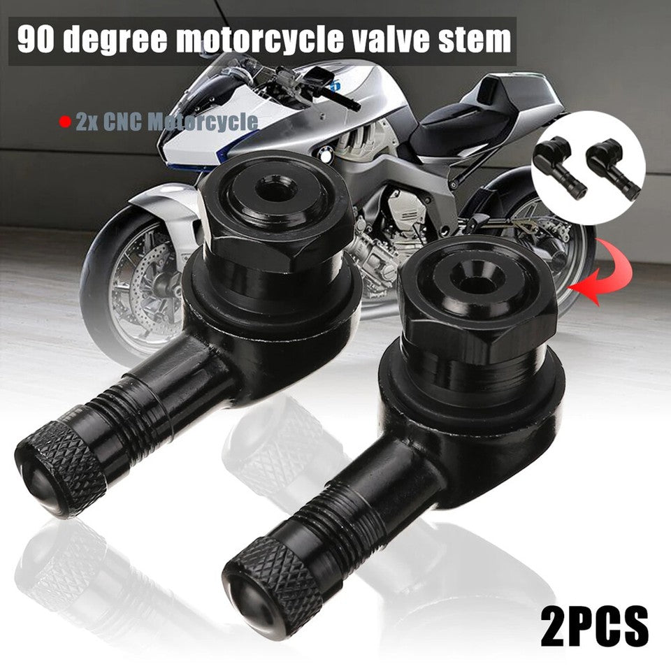 Universal 90 Degree Angle AluminumAlloy Valve Stem Motorcycle Tire Tubeless 2pcs