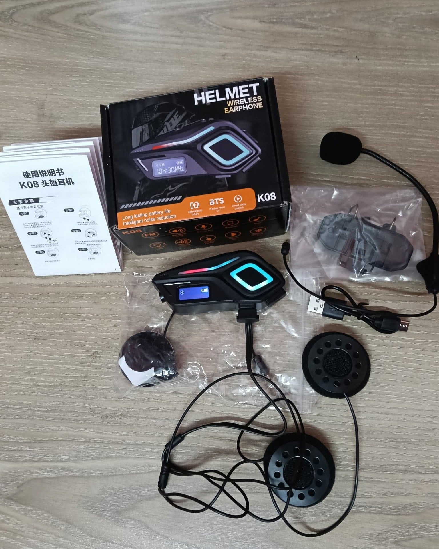 Bluetooth Wireless Motorcycle Helmet Headset Motorbike Headphone