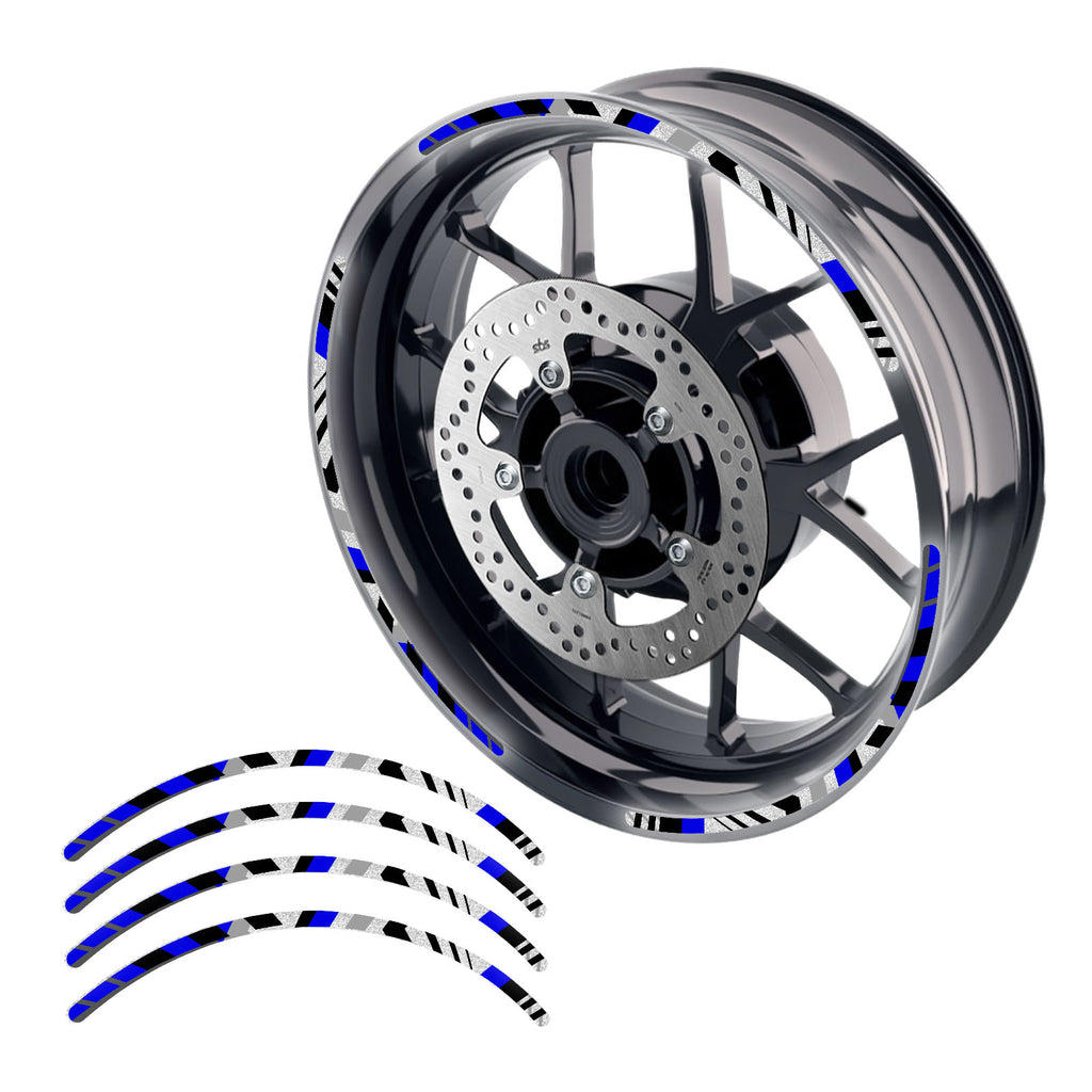 Reflective Blue Wave Wheel Rim Stickers for Yamaha Motorcycles | Waterproof & Heat Resistant | Elastic & Durable